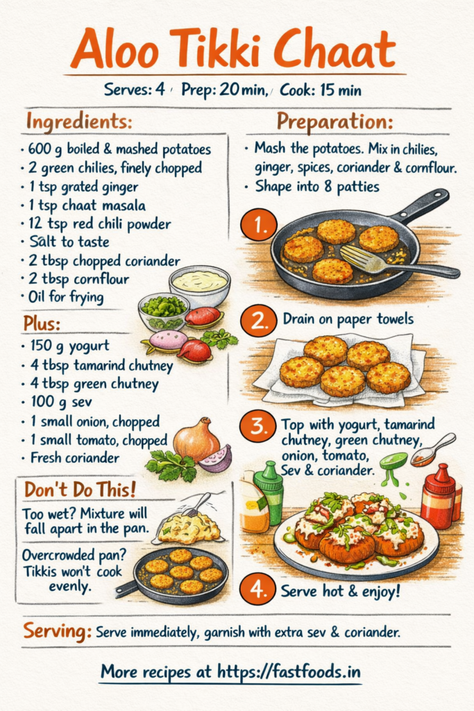 Aloo Tikki Chaat illustrated recipe guide