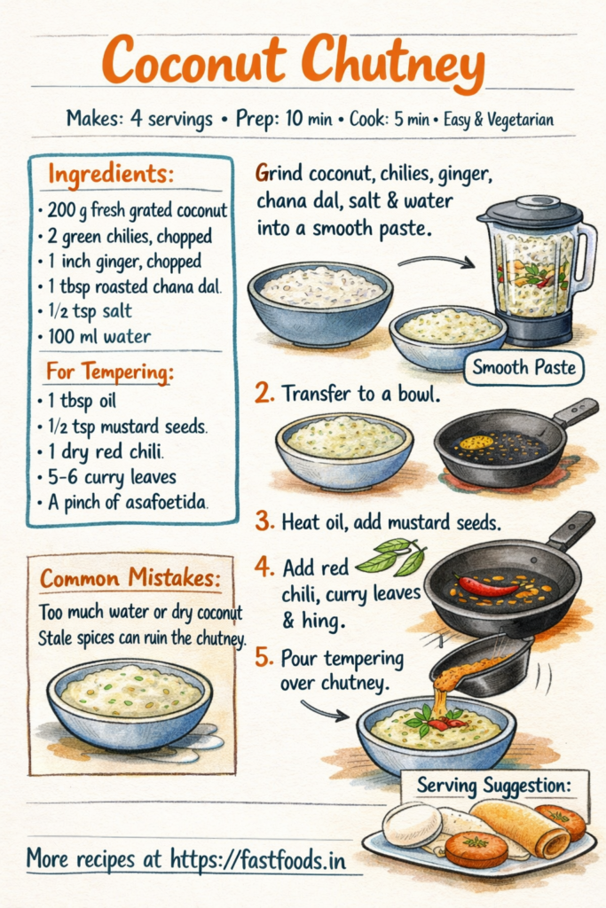 Coconut Chutney illustrated recipe guide