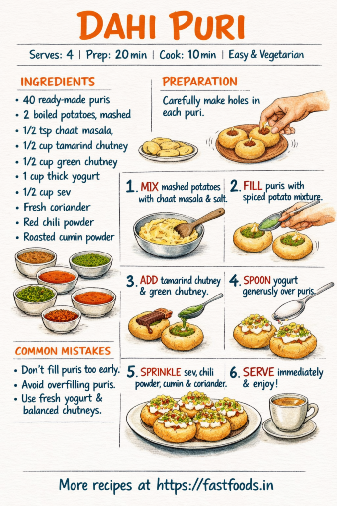Dahi Puri illustrated recipe guide