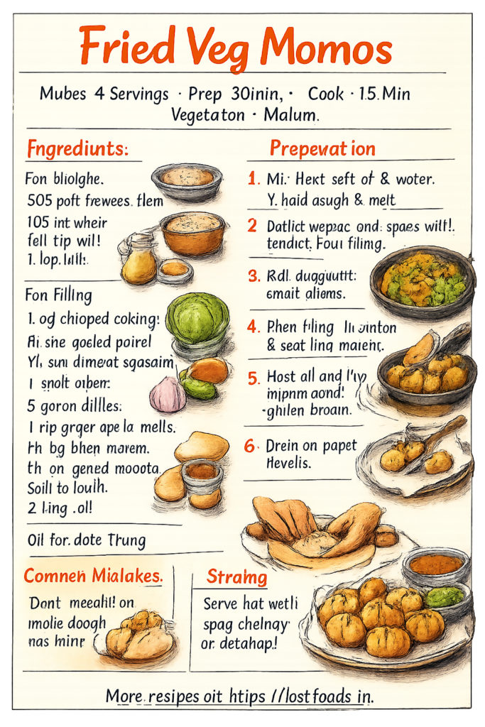 Fried Veg Momos illustrated recipe guide