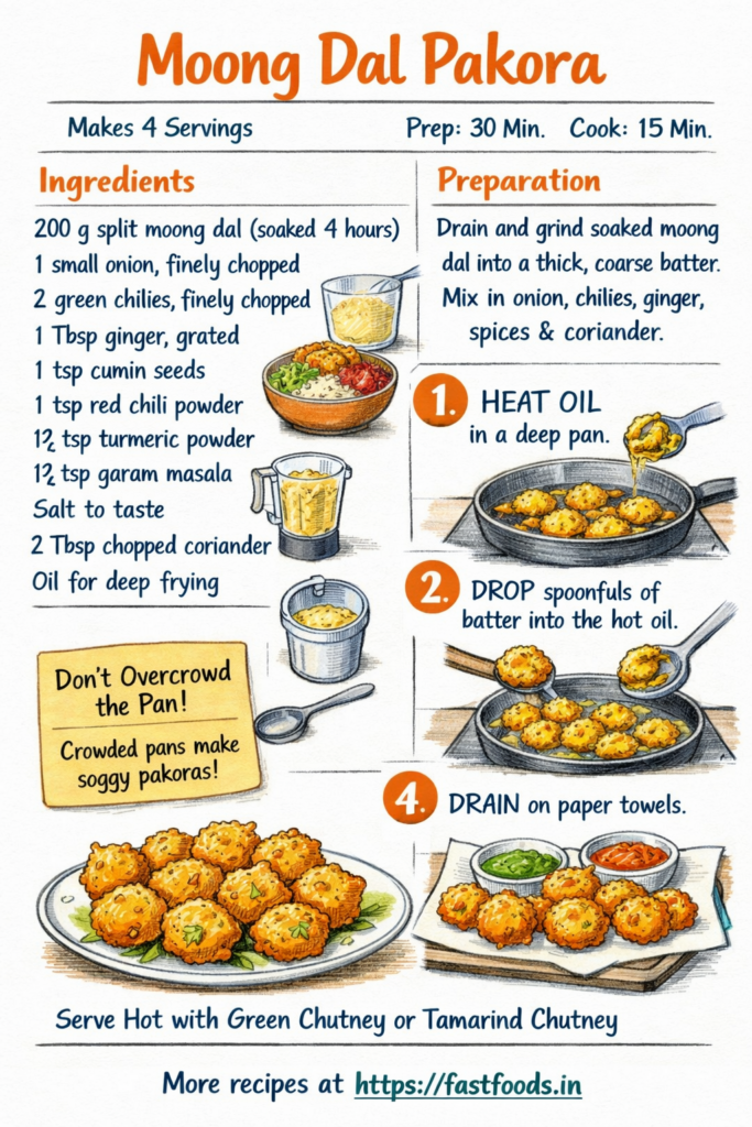 Moong Dal Pakora illustrated recipe guide