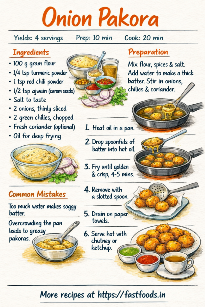 Onion Pakora illustrated recipe guide