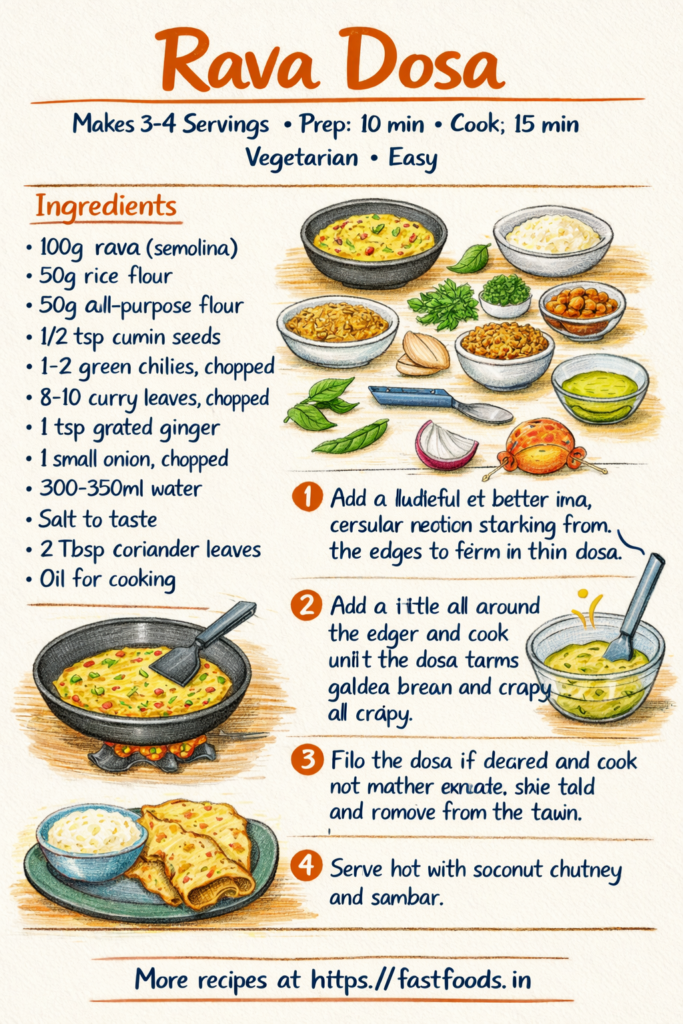 Rava Dosa illustrated recipe guide