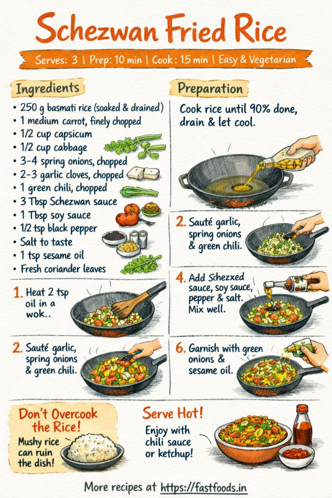 Schezwan Fried Rice illustrated recipe guide