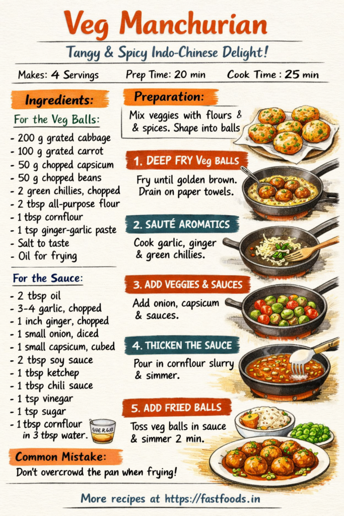 Veg Manchurian illustrated recipe guide