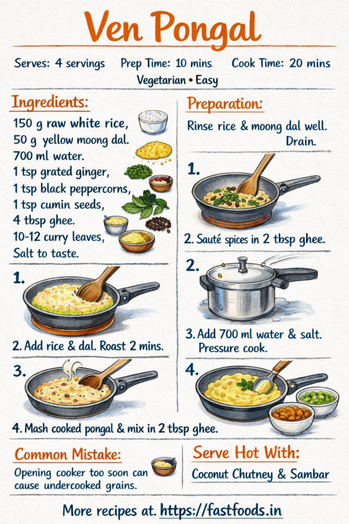 Ven Pongal illustrated recipe guide